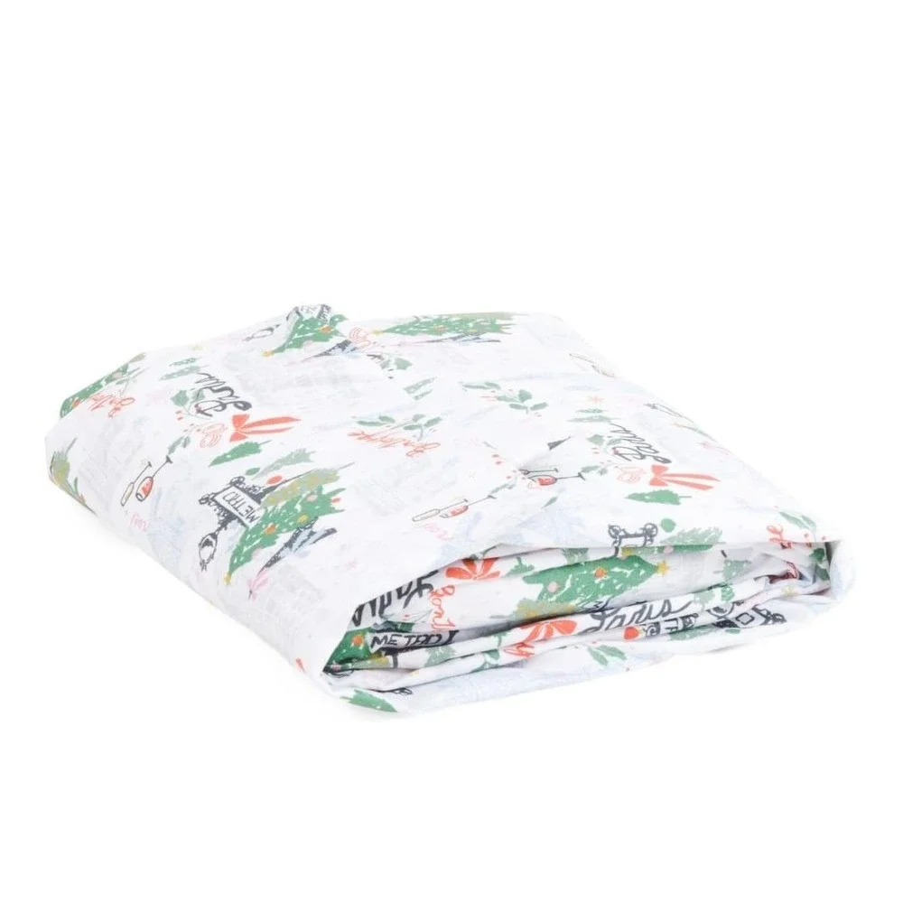 Jingles &‎ Joy Queen Sheet Set Paris Christmas Trees Eiffel Tower Noel